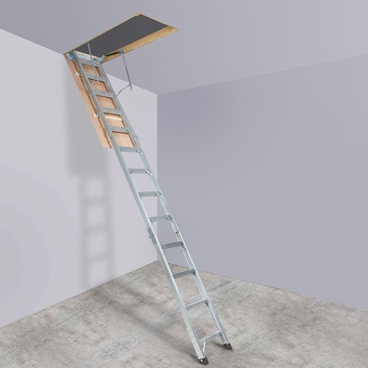 Attic Ladder, 350-pound Capacity, 22.5" x 63", Aluminium Extension P868972