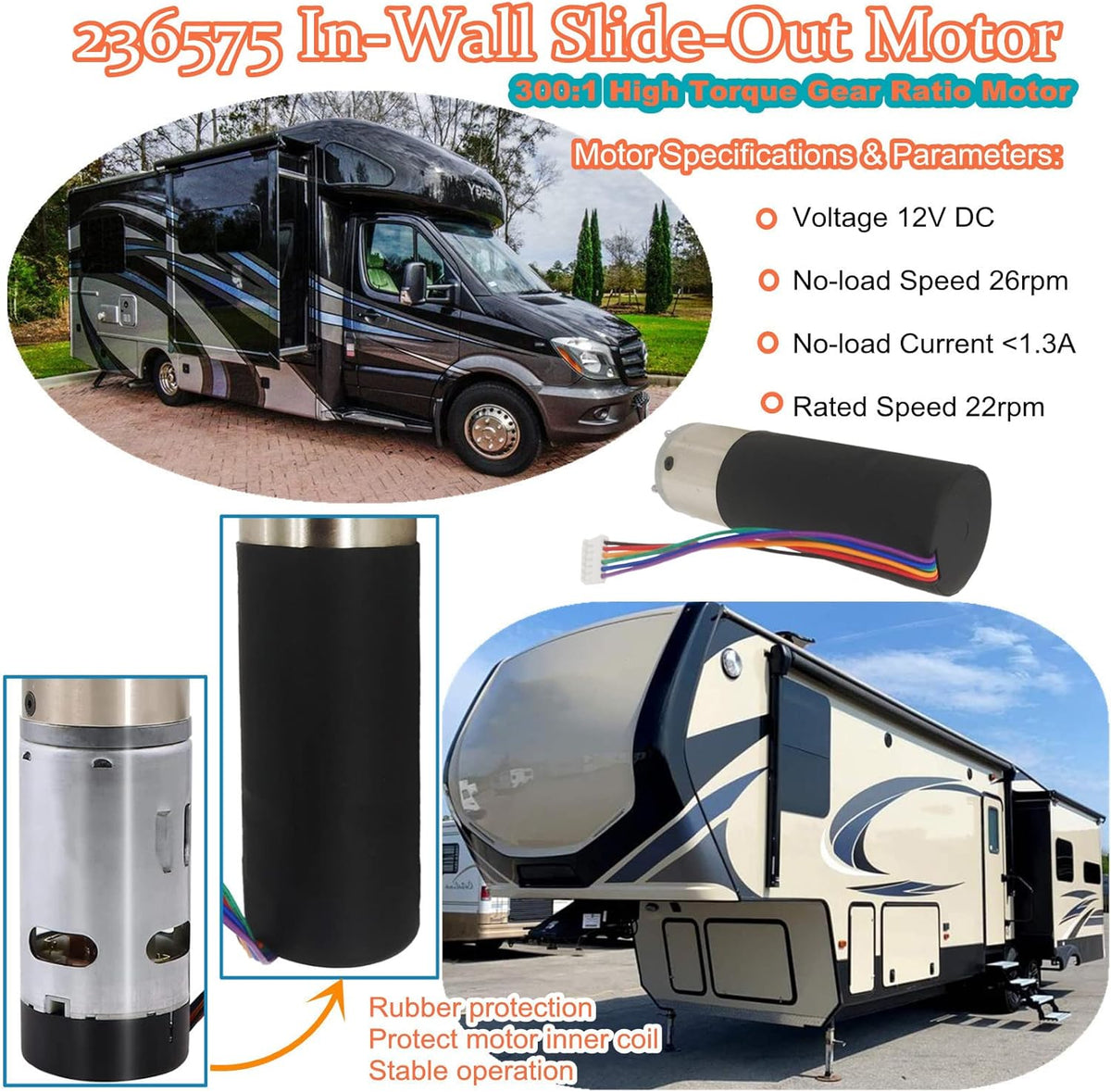 RV in-Wall Slide Out Motor U6747