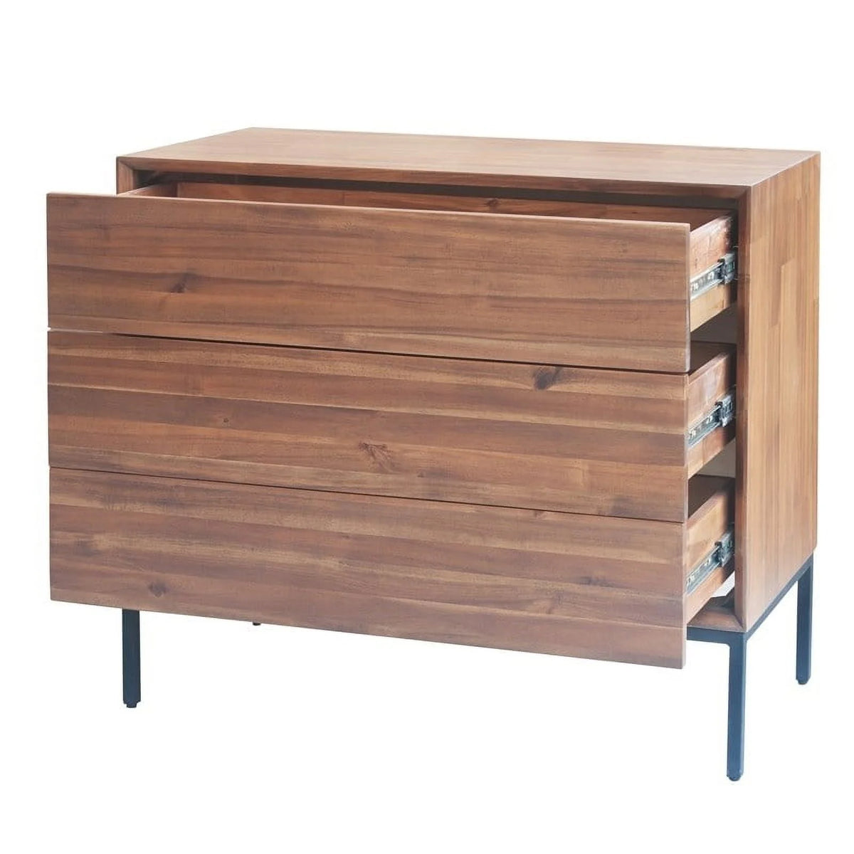 35.5" Wood & Steel 3 Drawer Chest in Newton Brown/Black O413
