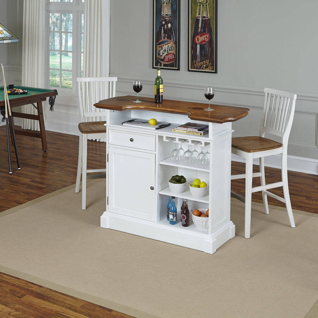 Black Bar and Two Stools O21924