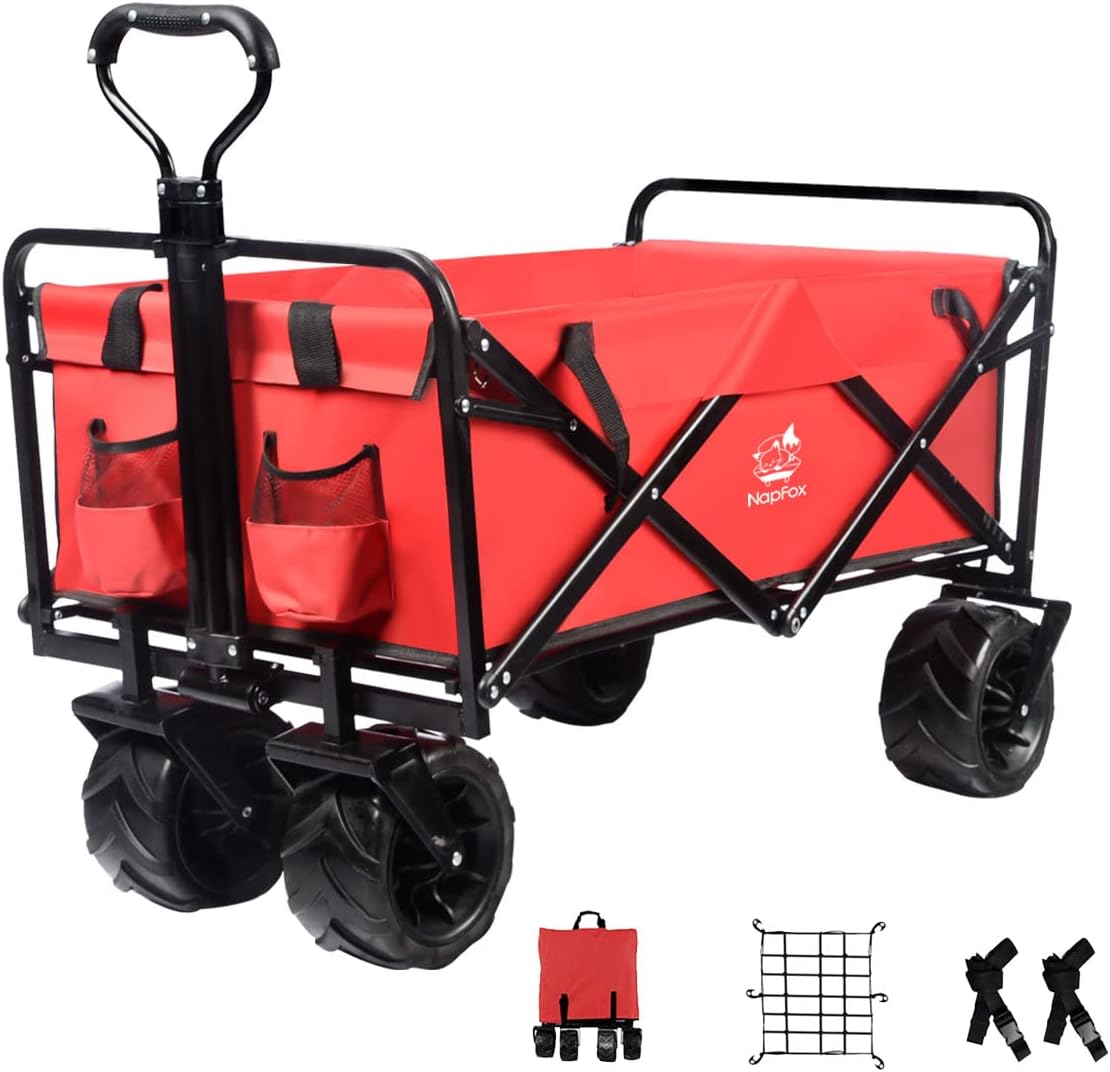 Black Heavy Duty Folding Utility Cart with Universal Wheels Adjustable Handle T391855
