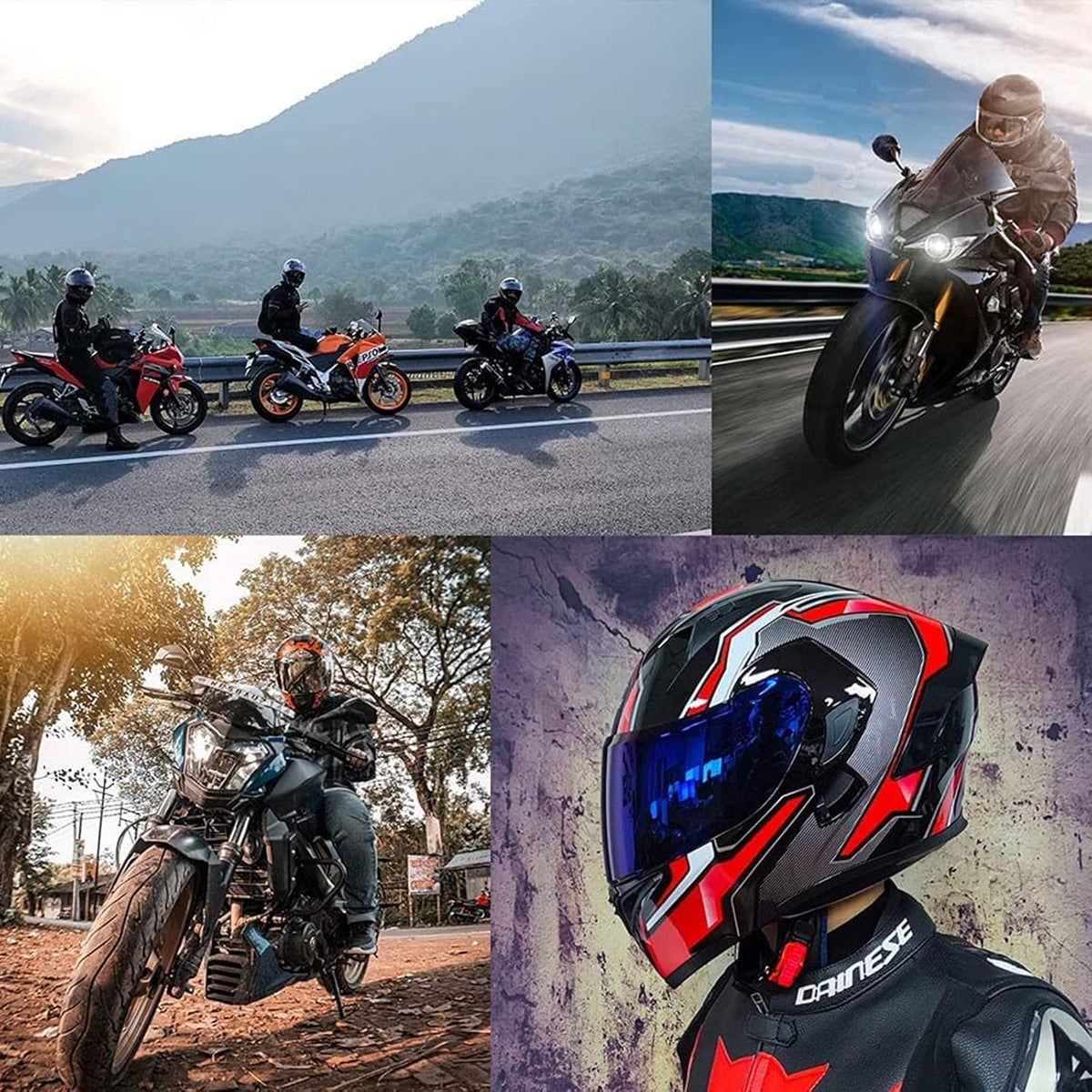 Full Face Flip Up Modular Dual Visor Motorcycle Helmet T452