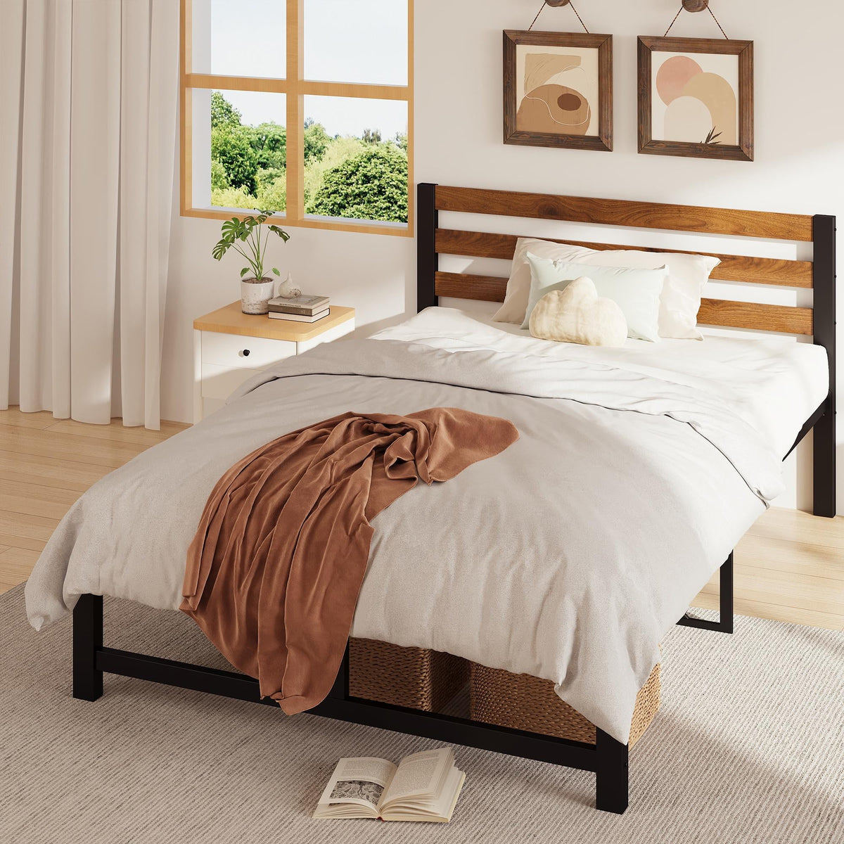 Queen Platform Bed Frame with Headboard X881882