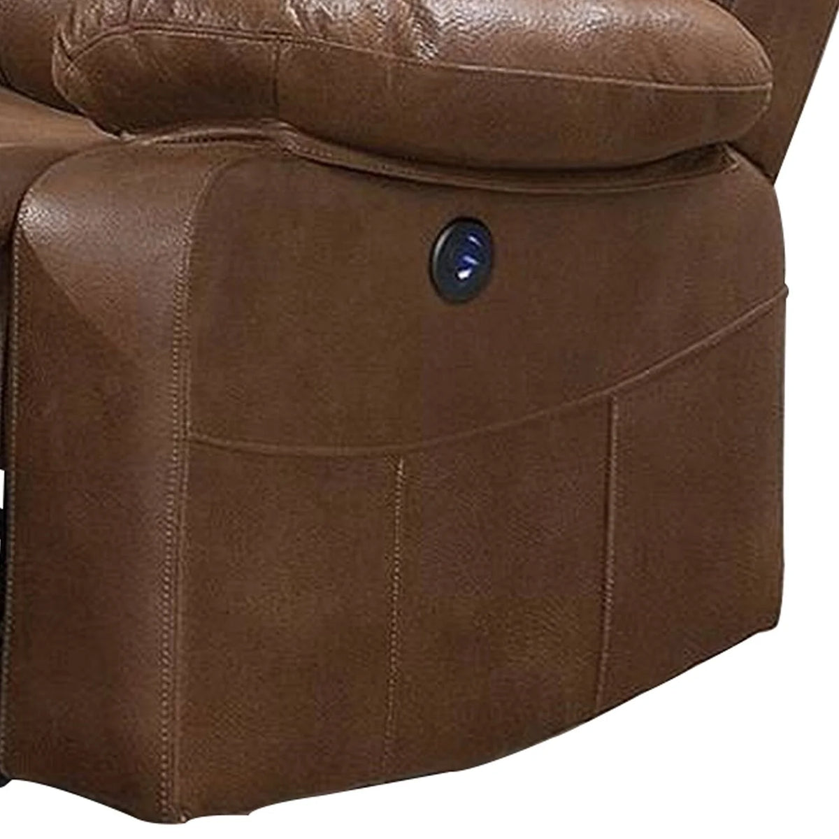 Brown Leatherette Reclining Sofa with USB Port M77182