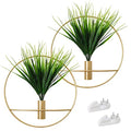Set of 2 Artificial Plants with Gold Metal Round Hanging Hoop X2655
