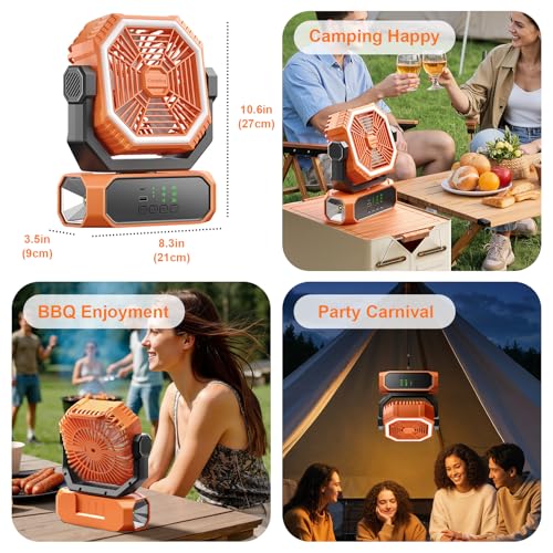 Portable Camping Fan with LED Lantern & Flashlight, 20000mAh Rechargeable Battery G626955