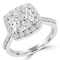 14K White Gold Cushion Cut Diamond Halo Engagement Ring M798581