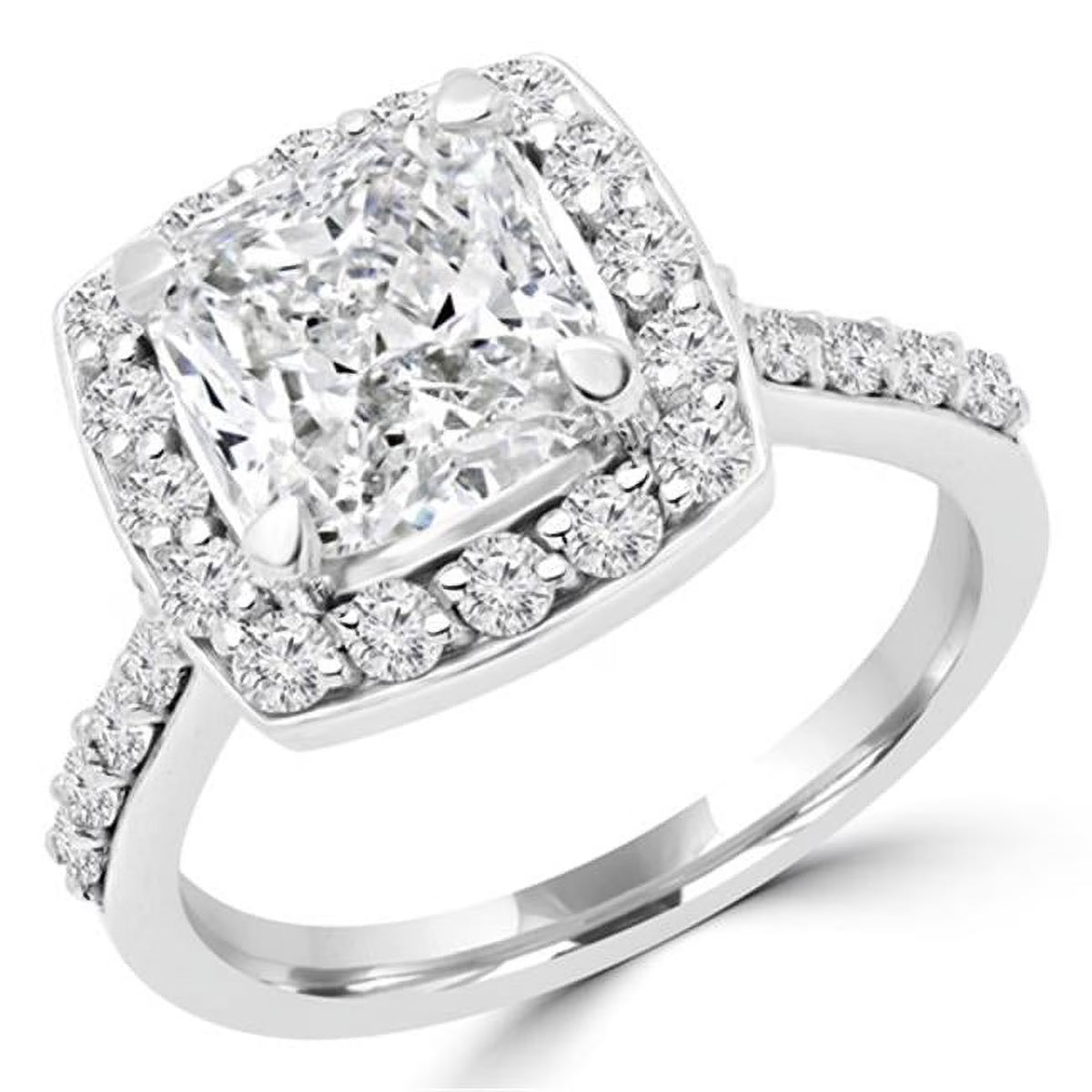 14K White Gold Cushion Cut Diamond Halo Engagement Ring M798581