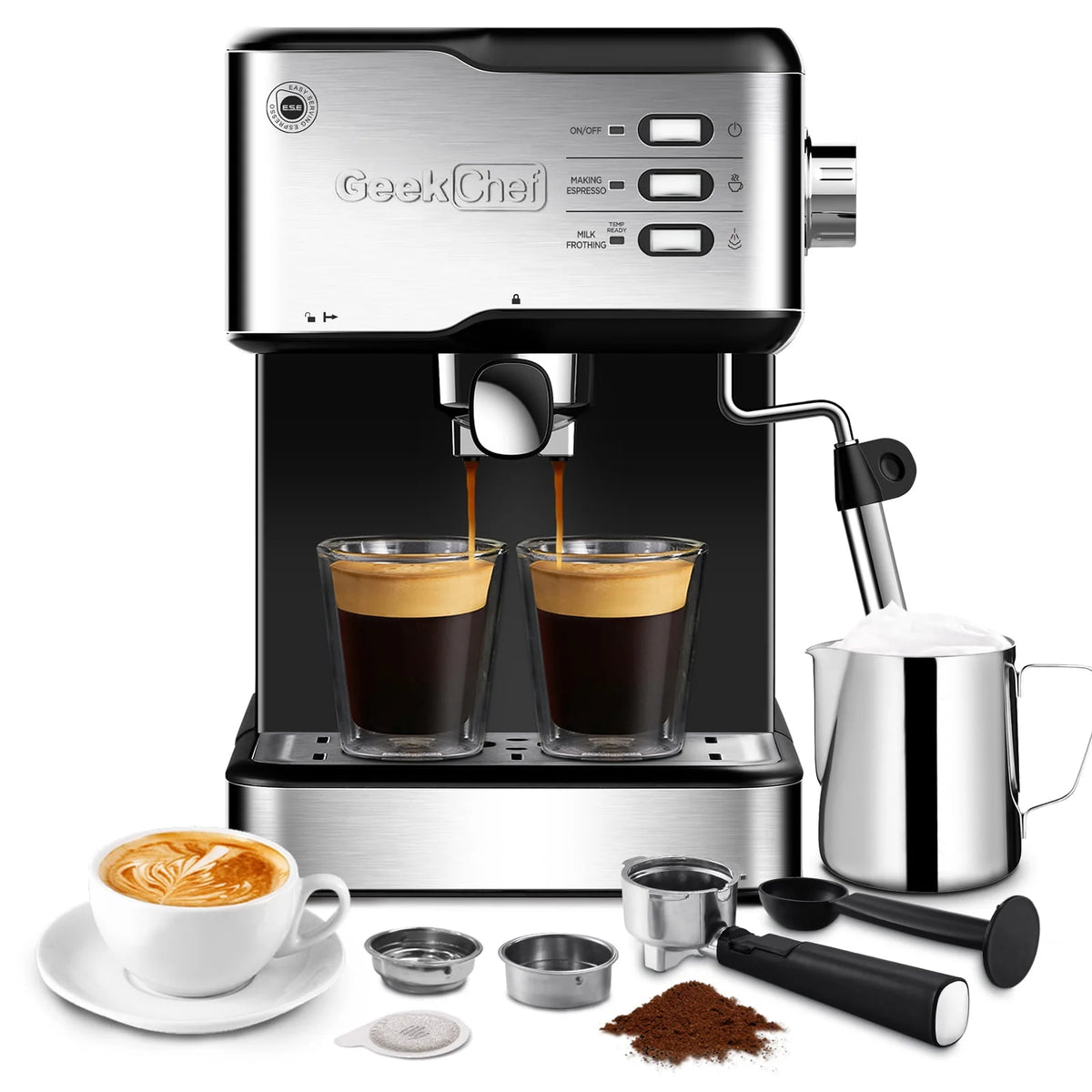 20 Bar Espresso Machine with Milk Frother Steam Wand Q6555