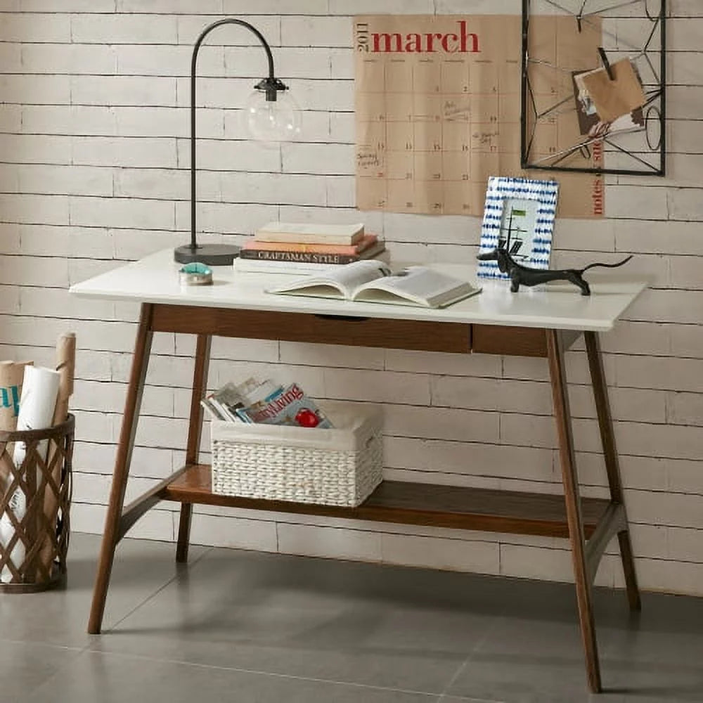Off White Pecan Wood Desk J6761