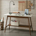 Off White Pecan Wood Desk J6761