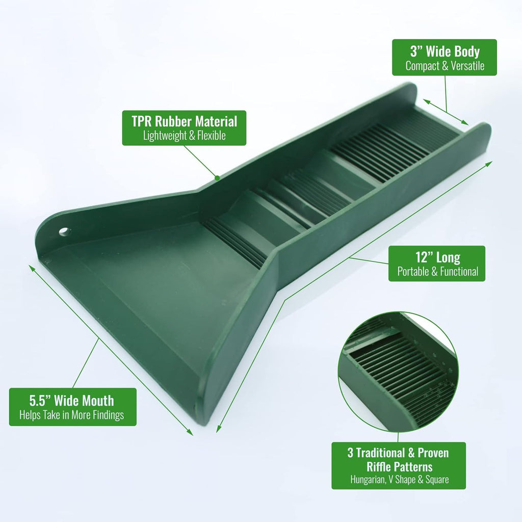 12" Pocket Mini Sluice Box with 3 Riffle TPR Rubber Groove Mat M9094