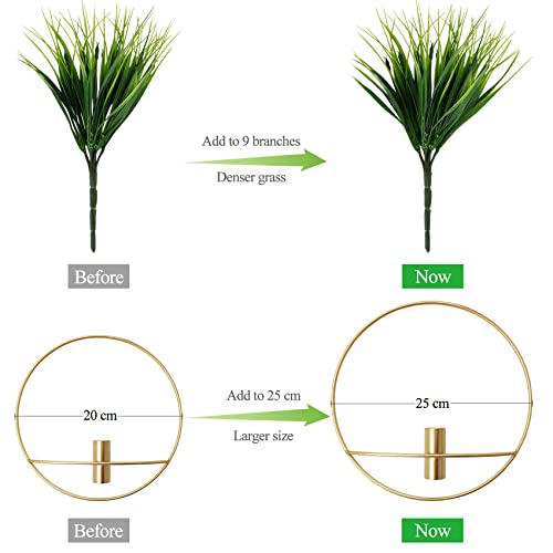 Set of 2 Artificial Plants with Gold Metal Round Hanging Hoop X2655