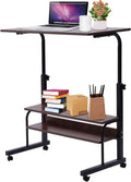 2-Layer Height Adjustable Mobile Laptop Desk Cart with Wheels F72101