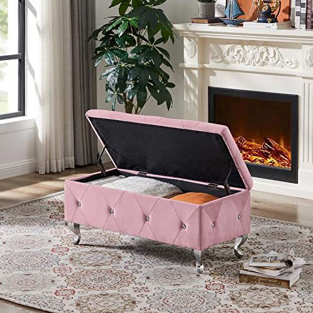 Velvet Ottoman Bench with Safety Hinge K709