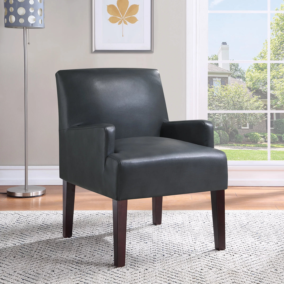 Pewter Faux Leather Guest Chair S715