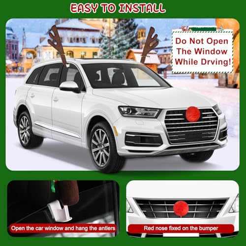 2 Pack Red Nose Car Antler Christmas Decorations S92455