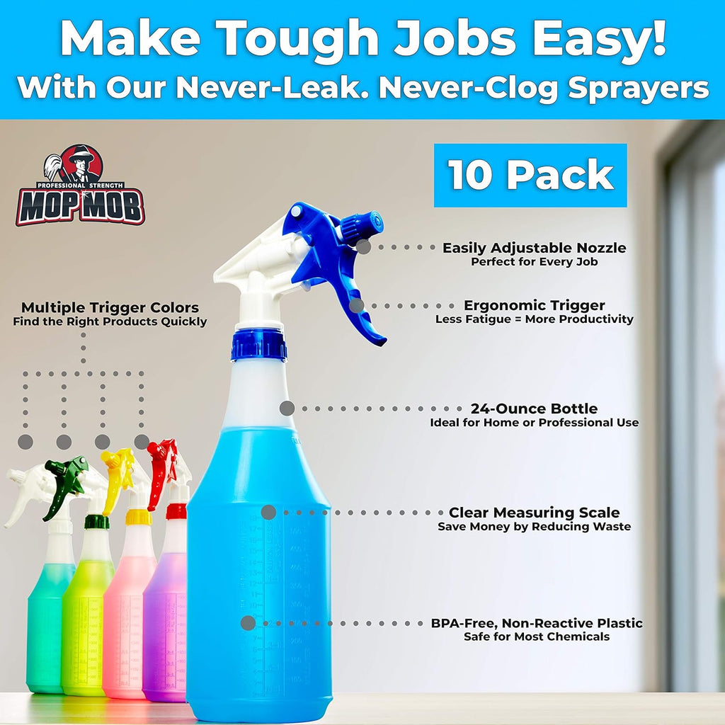 24 oz Bottle 10 Pack Heavy-Duty Industrial Sprayer with Nozzle E832026