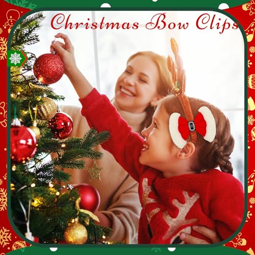 Red Velvet Ribbon Christmas Hair Bow Clips O803340