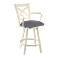 Metal Swivel Barstool in Dark Gray Faux Leather L6070