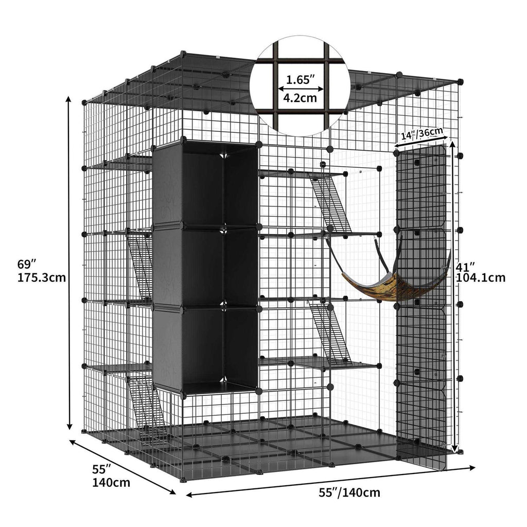 5-Tier Metal Cat Cage with Cube Storage Y635