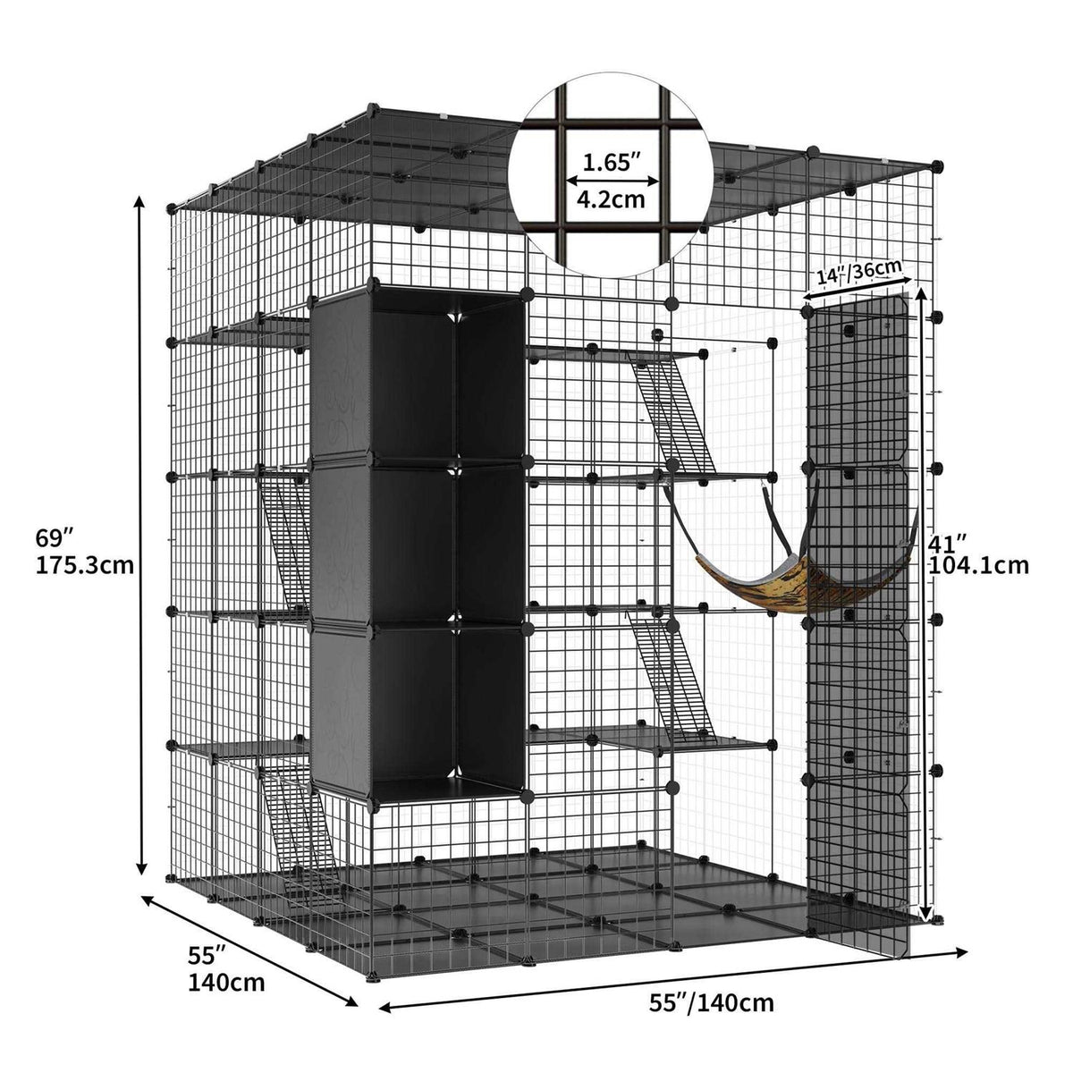 5-Tier Metal Cat Cage with Cube Storage Y635