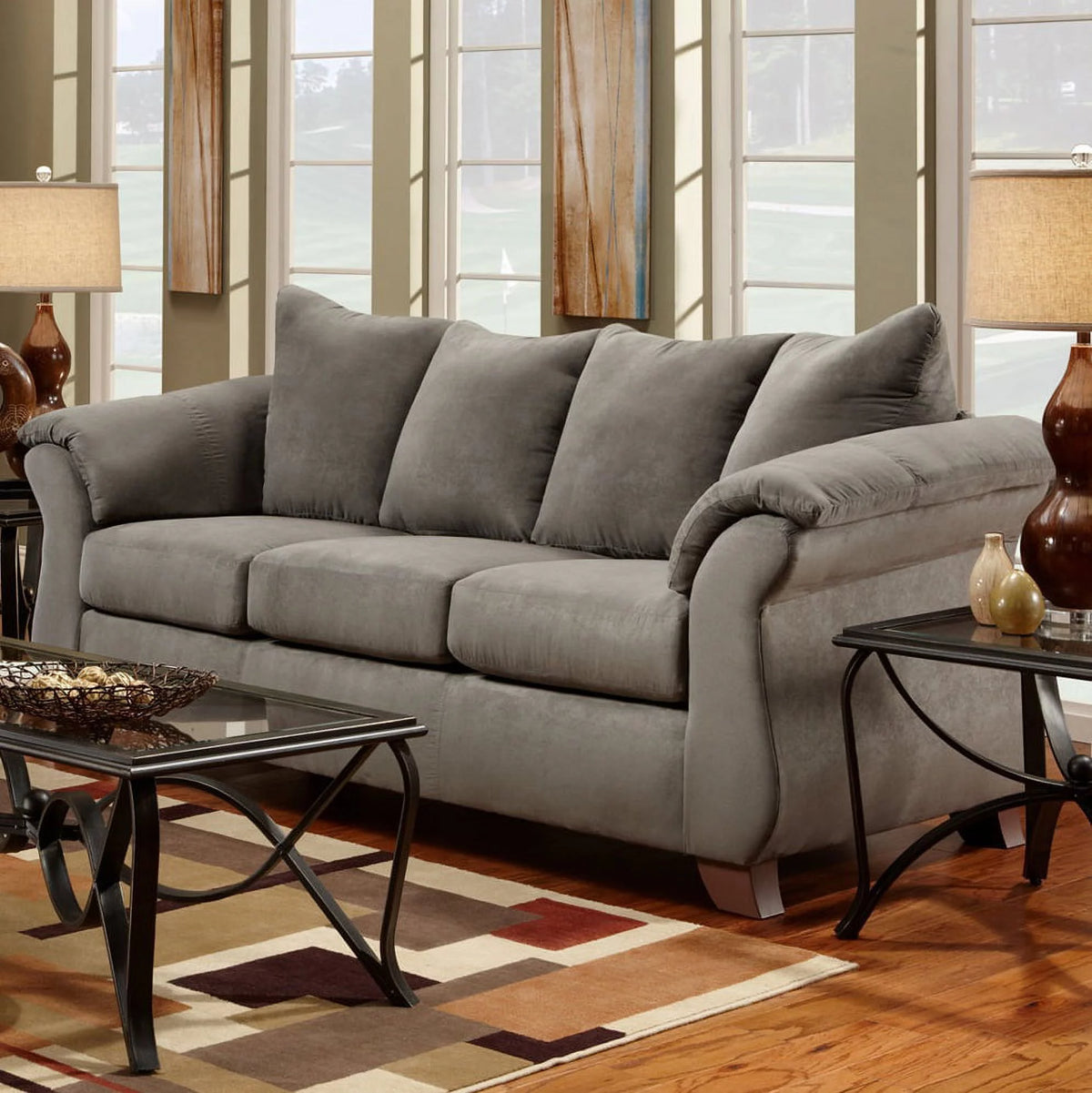 Grey Microfiber Sofa and Loveseat Set G2141