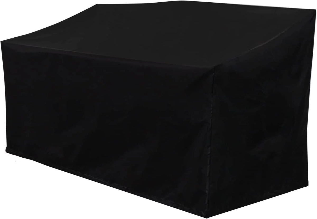 Black Outdoor Bench with Pullout Middle Table Q44424