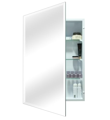 14"x24" Rectangular Beveled Frameless Mirror Cabinet F8677
