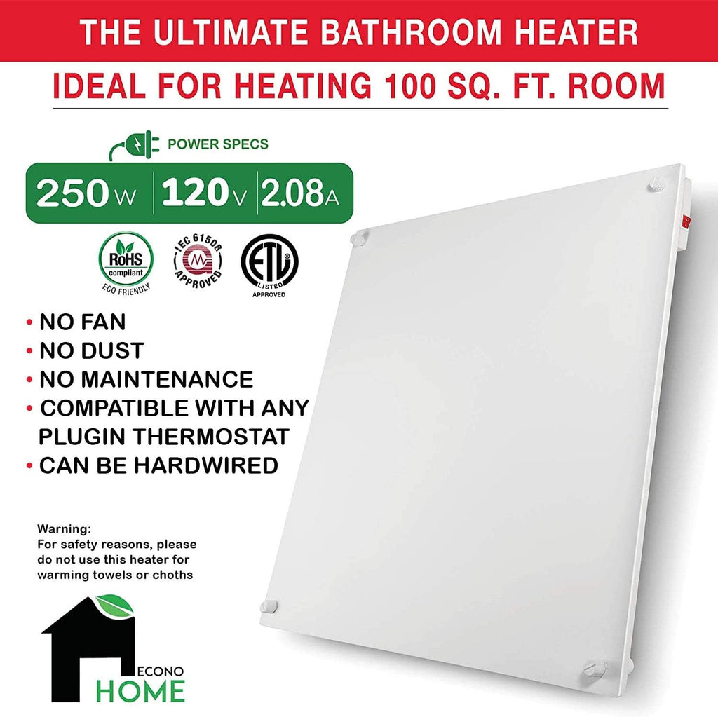 Wall Mount 250 Watt Splashproof Convection Electric Heater Q9905