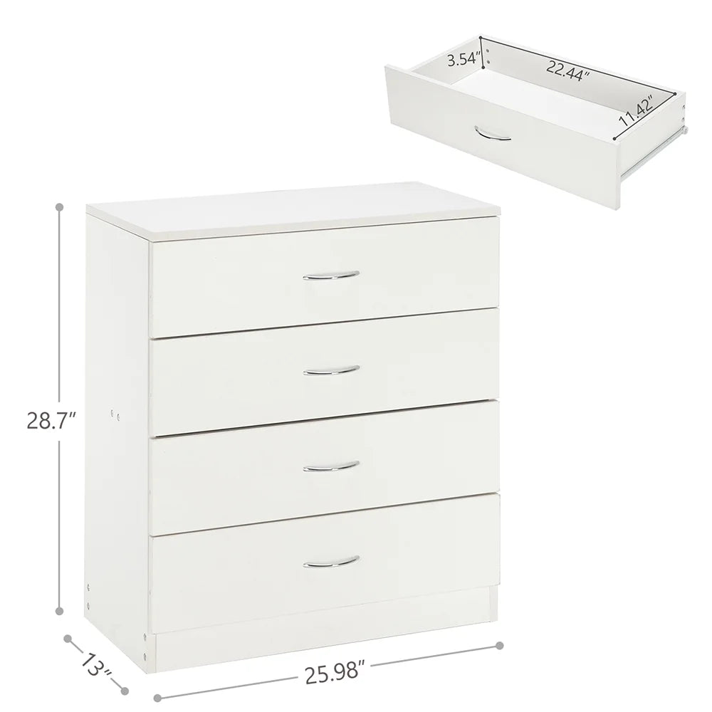 4 Drawer White Dresser J487