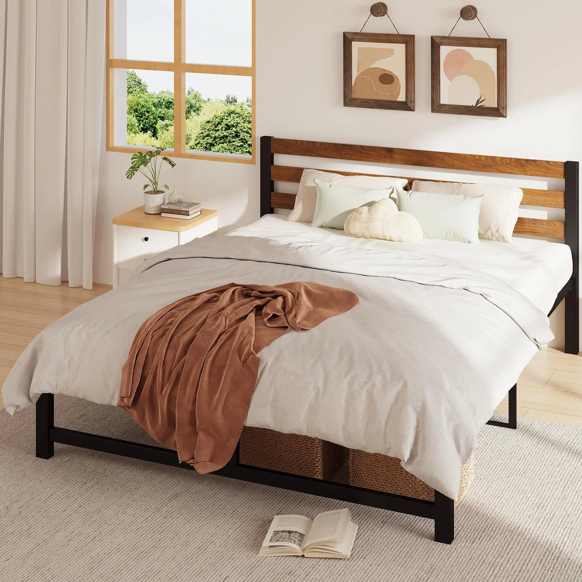 Queen Platform Bed Frame with Headboard X881882