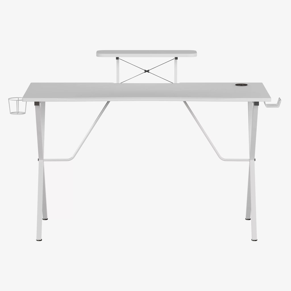 Black Gaming Desk with Cupholder, Headphone Hook & Monitor Stand G174