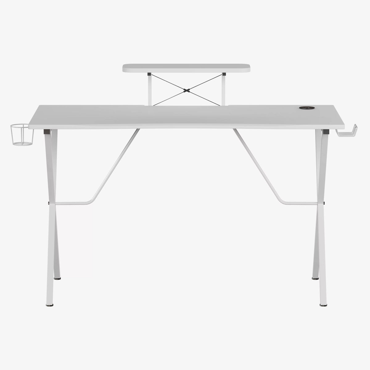 Black Gaming Desk with Cupholder, Headphone Hook & Monitor Stand G174