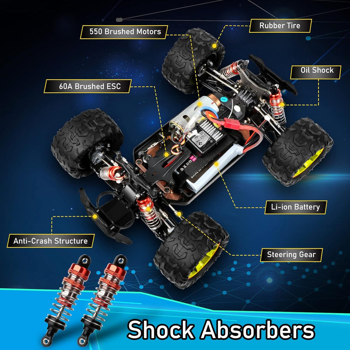 1:14 Scale RC Monster Truck with 3 Batteries T99722