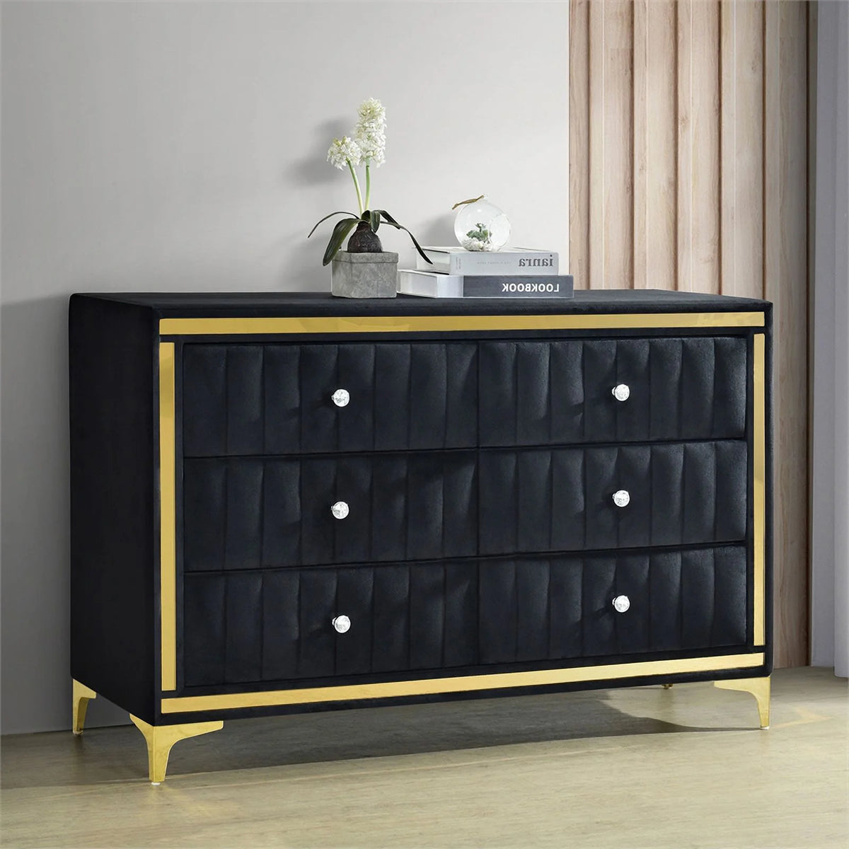 Black Velvet 6 Drawer Dresser C4501
