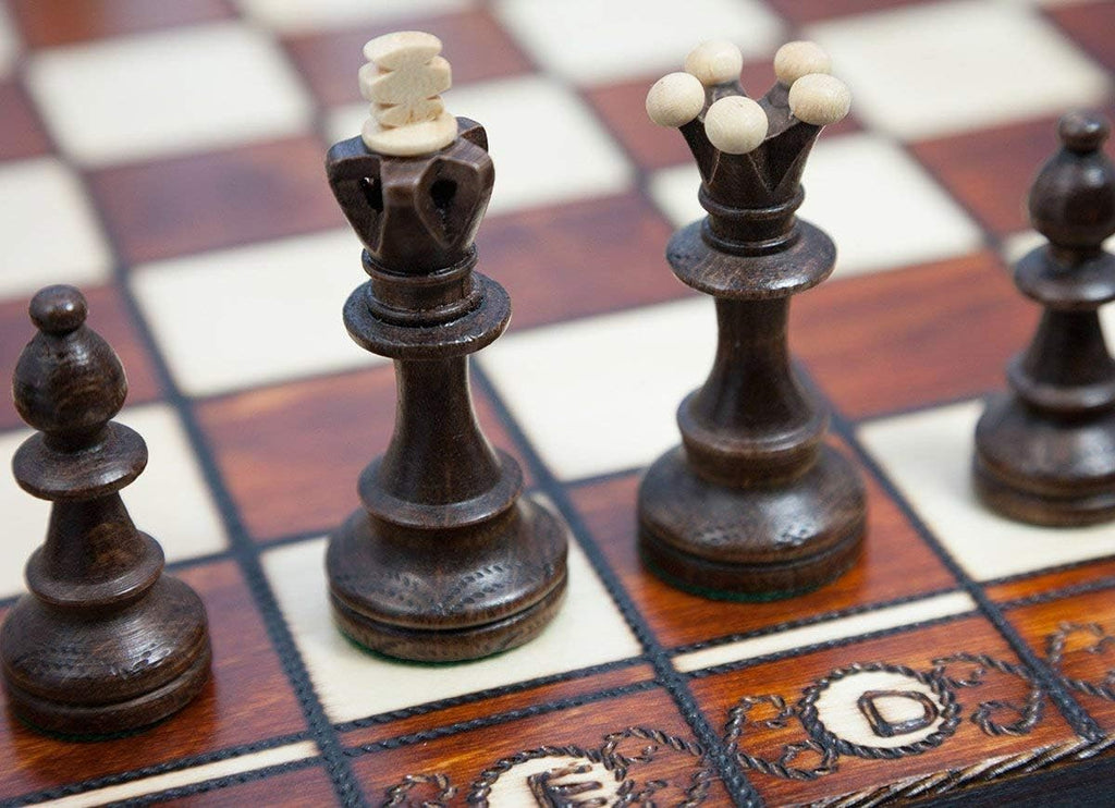 Handmade Wooden Chess Set with 16 Inch Board and Hand Carved Chess Pieces D148898