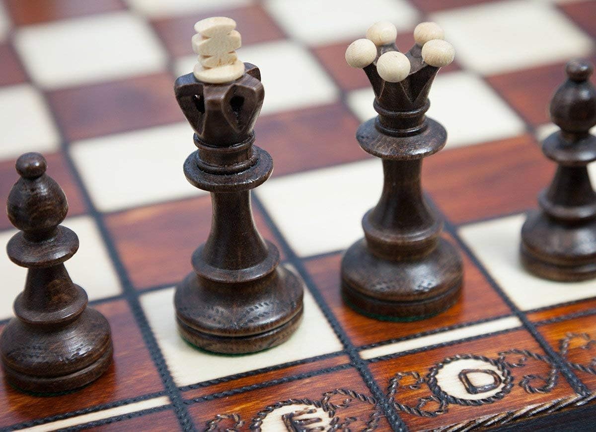 Handmade Wooden Chess Set with 16 Inch Board and Hand Carved Chess Pieces D148898