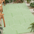 Rainbow Green 6x9 Outdoor Waterproof Plastic Straw Reversible Rug I351
