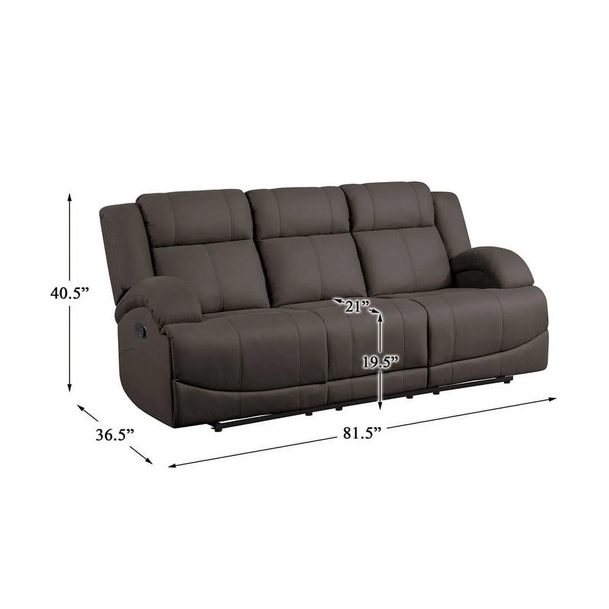 Chocolate Wood & Fabric Double Reclining Sofa B1104