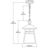 1-Light Hanging Matte Black Antique White Art Glass S13655