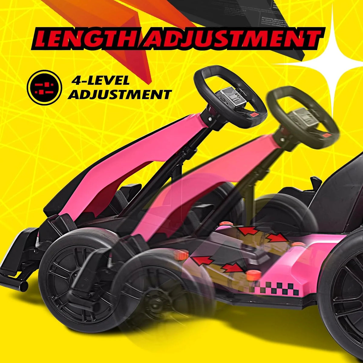 24 V 300W Electric Pedal Go Kart with Drift Mode, Pink E8571