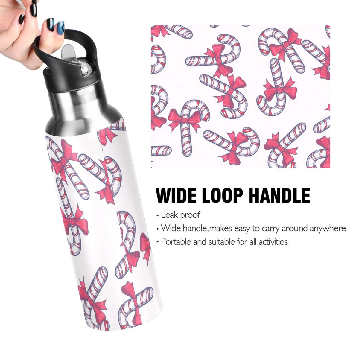 Pink Stainless Steel Insulated Water Bottle with Straw Lid C323394