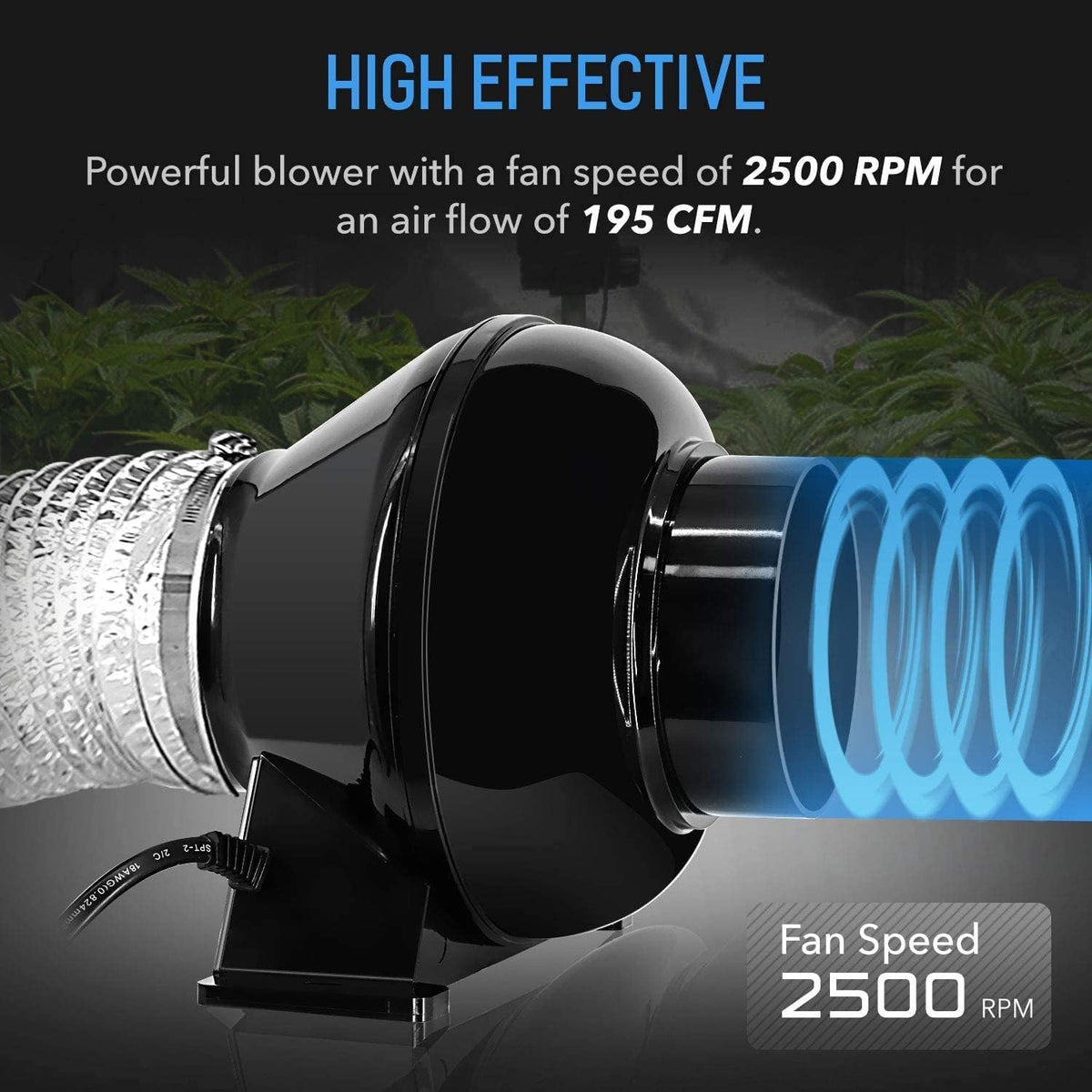 4 Inch 195 CFM Inline Fan Circulation Vent Blower with Carbon Filter, 8 Feet Ducting, 1-Pair Rope Combo, Pack of 2 H497