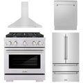 30 in. Gas Range, Range Hood, Dishwasher, Refrigerator S878