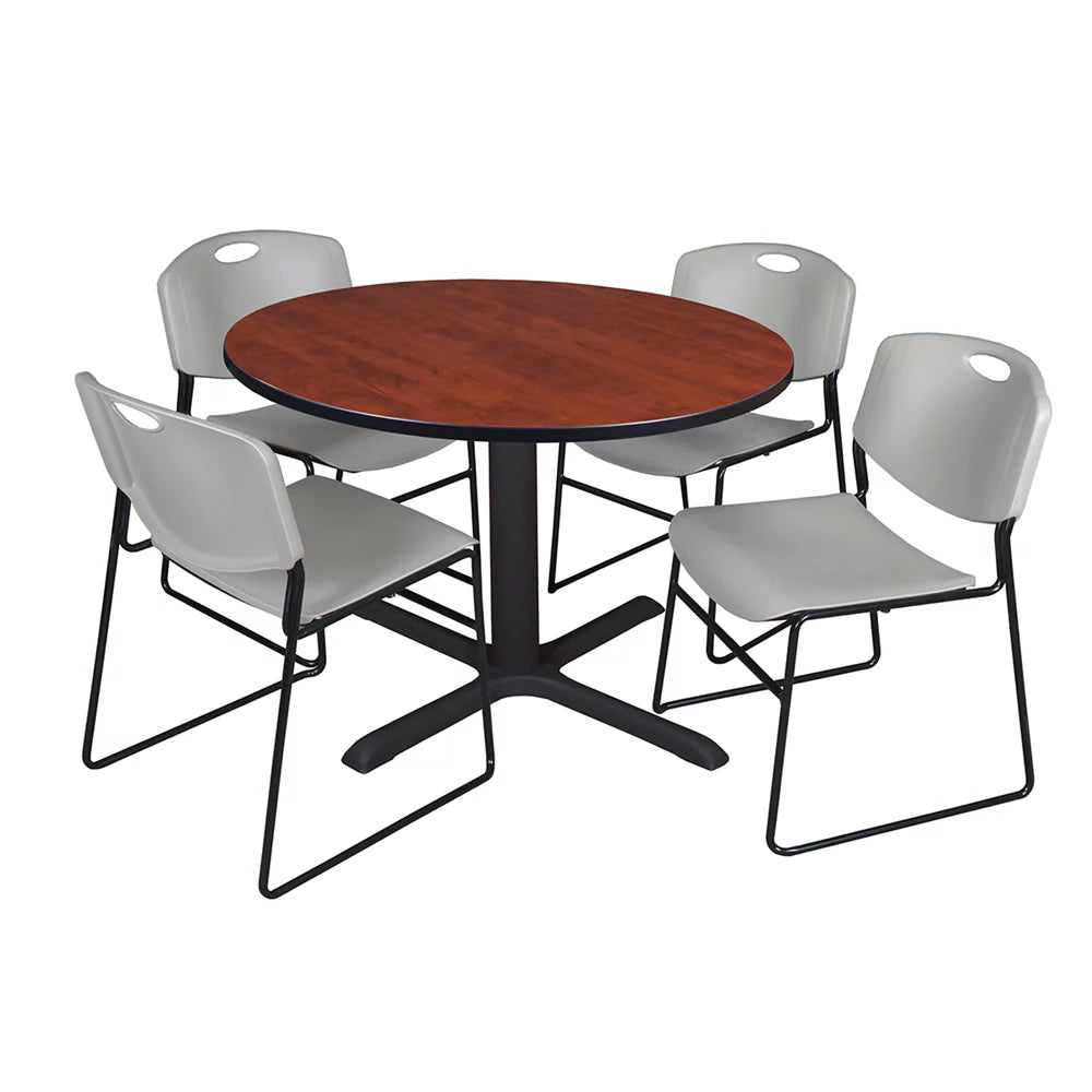 48" Round Breakroom Table & 4 Stack Chairs P738655