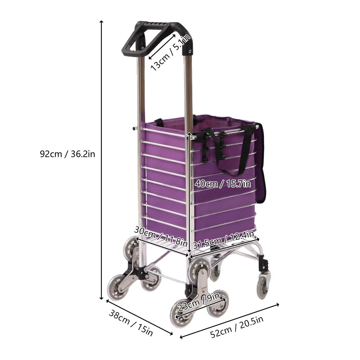 35L Folding Shopping Cart Grocery Trolley Handcart with Bag C47409