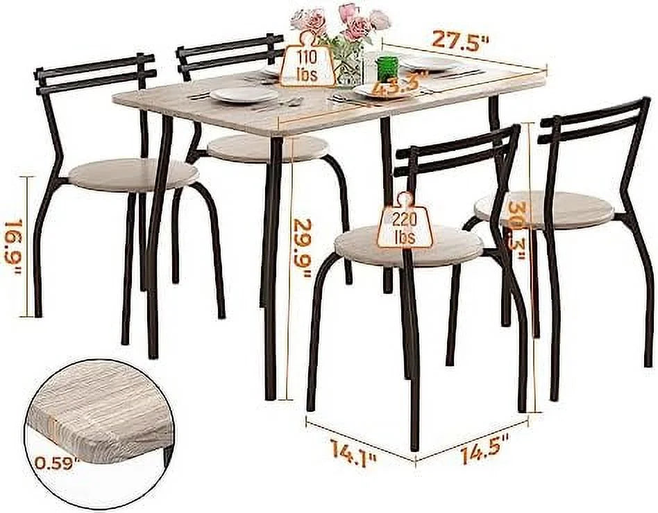 Dining Table Set for 4 with Chairs and Bench J420