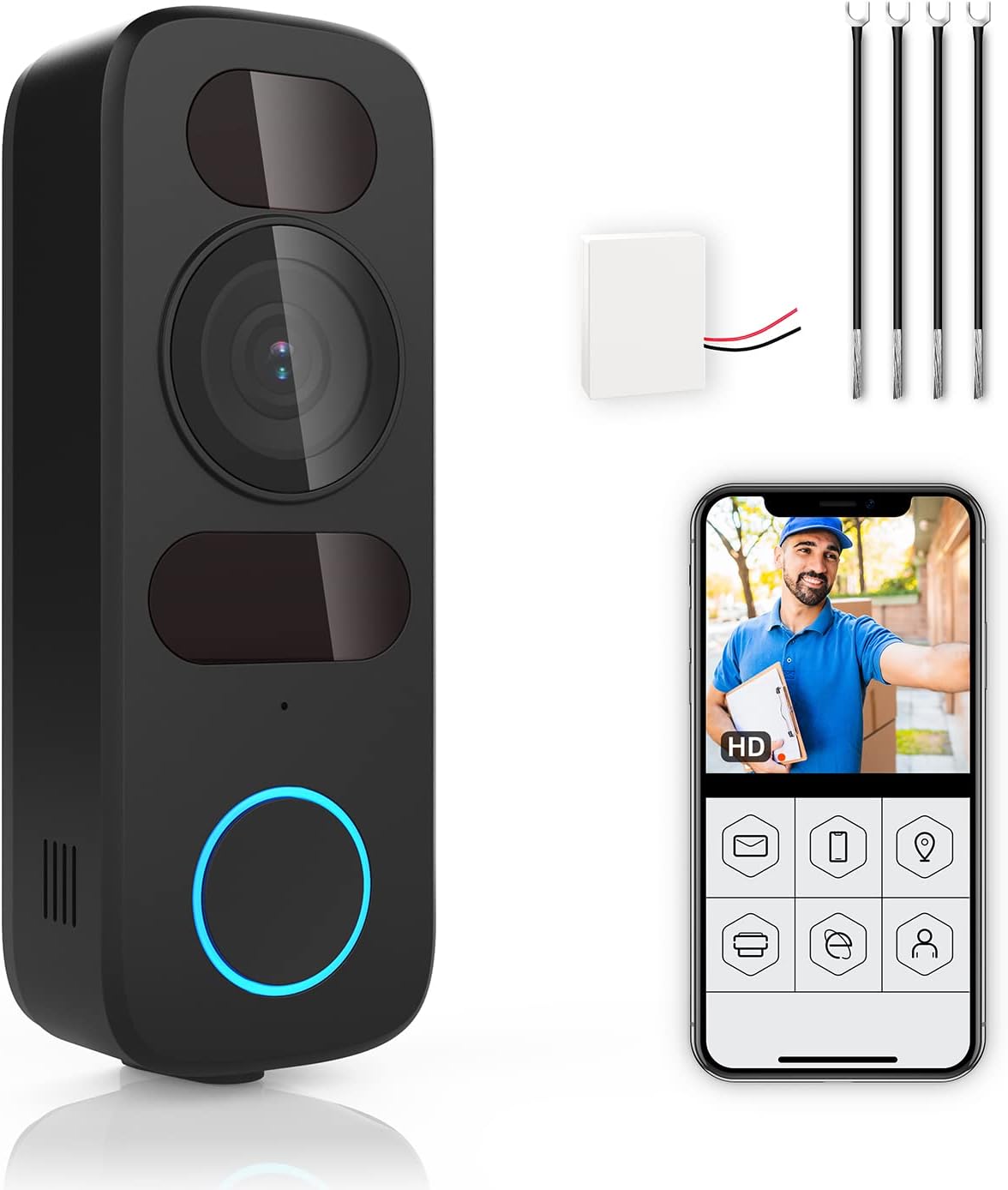 Wired Video Doorbell Camera 1080P HD 140° View Q581985