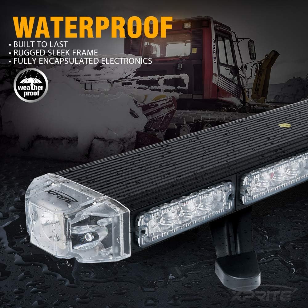 48 White Amber Emergency Strobe Light Bar LED Lightbar with Adjustable Brackets A56469